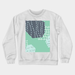 Abstract aquamarine grids and cut paper things Crewneck Sweatshirt